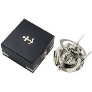    Nickel Plated Brass Sundial Compass w/ Wood Box: Kitchen & Dining