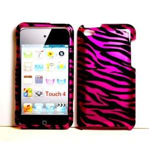 Hot Pink Zebra Snap on Hard Protective Cover Case for Apple Ipod Touch 