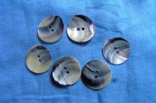 12 NATURAL MUSSEL BUTTONS Shell Crafts Sewing BLUE 1  