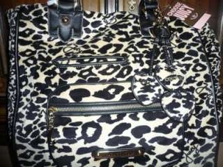   COUTURE black leopard cheetah tote purse overnight bag $325  