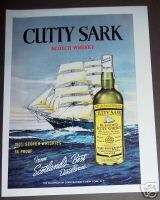 1961 Cutty Sark Scotch Whisky ship art vintage print ad  
