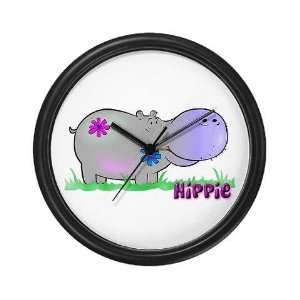  Cute Hippie Flower Hippo Retro Wall Clock by  