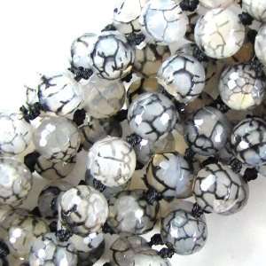    12mm faceted black dragon vein agate round beads 8