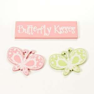  Glitter Butterfly Kisses Wall Shapes   Set of 3