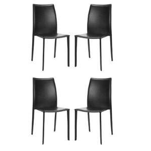  Aidan Bonded Leather Side Chairs in Black (Set of 4): Home 