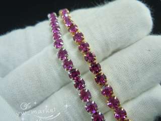 czech crystal rhinestone close chain purple red 1 yard  