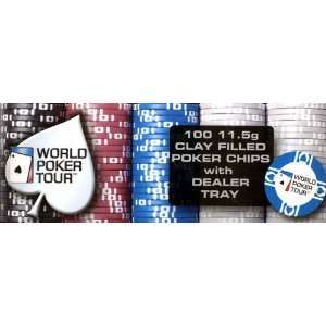 World Poker Tour 100 Clay Chip with Dealer Tray  Sports 