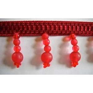  Red Sea Glass Beaded Fringe 1.75 Inch BTY Health 