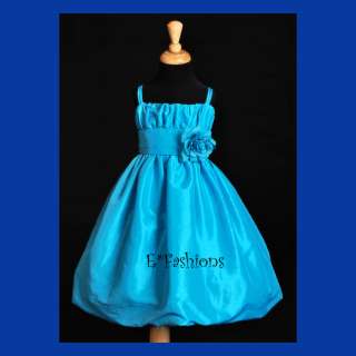 TURQUOISE BLUE BUBBLE FLOWER GIRL DRESS 2 2T 4 5 6 8 10  