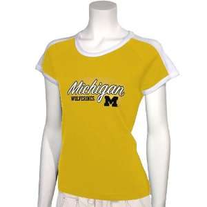 Michigan Wolverines Maize Ladies Renegade Protest T shirt  
