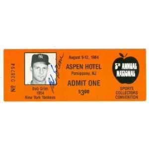  Bob Grim Autographed/Hand Signed 5th National ticket card 