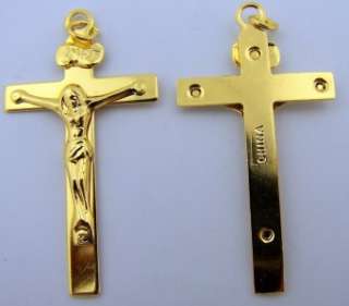 Gold Gilded Crucifix Cross Jesus Rosary Parts Italy  
