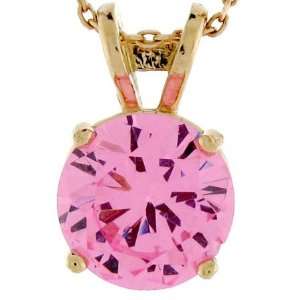    14k Gold 10mm Pink CZ October Birthstone Pendant Charm Jewelry