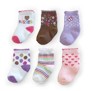   Little Layette Girls Socks 6 Pack   I Love Kisses (3 12 Month) Baby