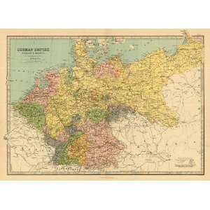  Bartholomew 1881 Antique Map of German Empire Kitchen 