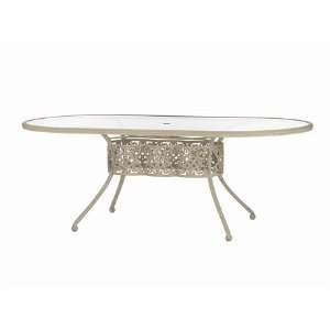  Landgrave Palermo Cast Aluminum 42 x 84 Oval Glass Dining Table 
