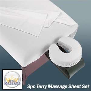 Royal Massage Deluxe Terry Cloth 3pc Sheet Set   Face Cover, Fitted 