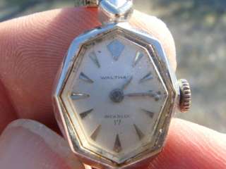 vintage 14k white gold womens watch waltham scrap or wear  