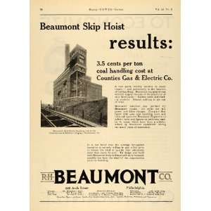  1924 Ad Beaumont Coal Handling Skip Hoist Equipment PA 