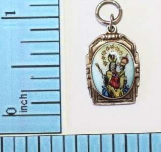 CATHOLIC ~MARY QUEEN OF HEAVEN Vintage Silver ENAMEL Charm Religious 