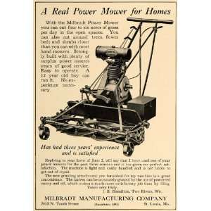  1926 Ad Milbradt Power Lawn Mower J.E. Hamilton   Original 
