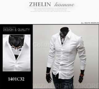 NWT Designer Slim Fit Mens Shirts Top Dress Collection Black White 5 