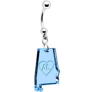  Light Blue State of Alabama Belly Ring: Jewelry