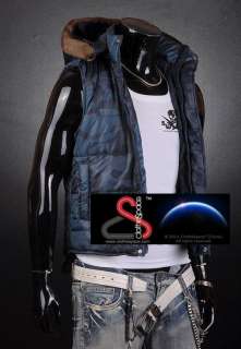CS Designer Mens Rider Style Camo Jacket Vest KT32 XS  
