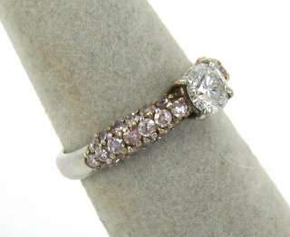 Natural 1ct Pink & White Diamond Platinum Ring  