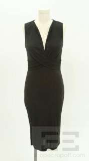 DVF Diane Von Furstenberg Black Knit Sleeveless V Neck Dress Size 6 
