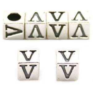  Alphabet Cube V Beads Sterling Silver 4.5mm Jewelry: Home & Kitchen