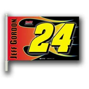 Jeff Gordon Car Flag W/Wall Brackett Set Of 2   Car Flag #24 Gordon 