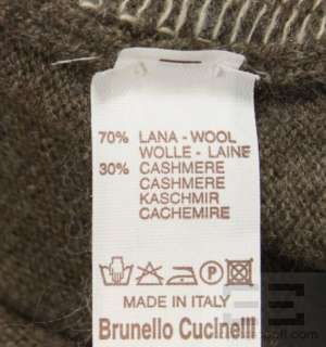 Brunello Cucinelli Taupe & Beige Striped Cashmere Mens Half Zip 