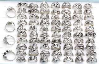 Wholesale Lots 20 Tibet Silver Hip Hop Skull Rings 1543  