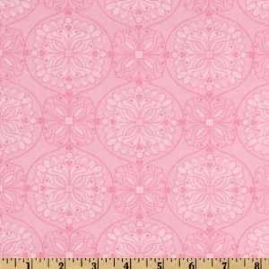  44 Wide Tweet Medallions Pink Fabric By The Yard: Arts 
