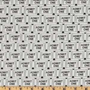  44 Wide Timeless Treasures Movie Ticket White Fabric By 