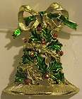 GERRYS GOLDTONE HOLLY LEAF & BERRY CHRISTMAS BELL BROOCH / PIN