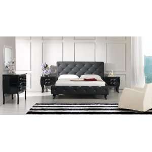 Modern Furniture  VIG  Monte Carlo Black Leatherette Modern Bed with 