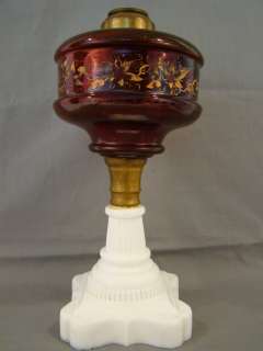 19thC Antique RUBY RED & OPALESCENT Milk GLASS Old VICTORIAN Parlor 