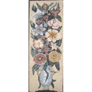  16x44 Flower Vase Marble Mosaic Wall Art Tile