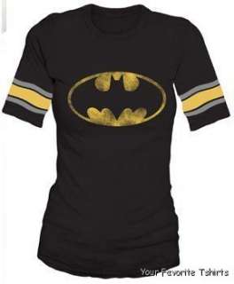   Batman Distressed Logo Hooky Raglan Women Juniors Shirt S XL  