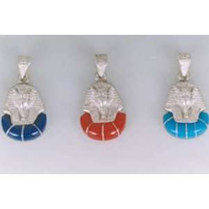  King Tut Sterling Silver w / Colored Stone Pendant