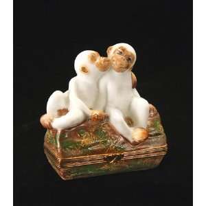  Two Albino Monkey French Porcelain Limited Edition Limoges 