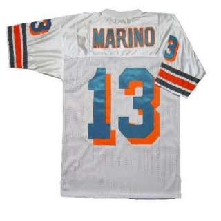 Dan Marino #13 Miami Dolphins White Sewn Throwback Mens Size Jersey 
