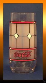 Vintage Coca Cola Glass LIBBEY Stained Glass Tumblers  