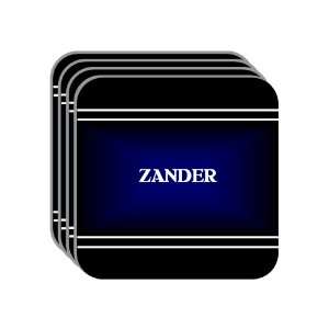 Personal Name Gift   ZANDER Set of 4 Mini Mousepad Coasters (black 