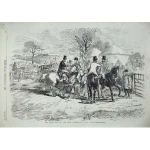  1856 Hunting Season Men Horses Country Trees Old Print 