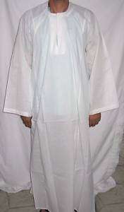 Egyptian Cotton Casual Men Galabia White Sleepwear LG.  