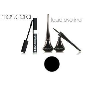 Micabella Mineral Make Up Glamorous Eyes Black Mascara & Black Liquid 
