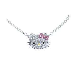 SANRIO Hello Kitty Crystal Necklace with pink bow w/gift box & ships 